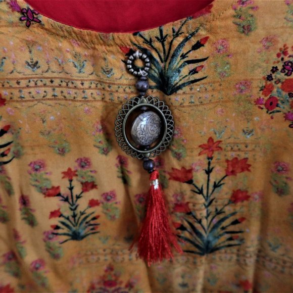 Orange and Yellow Kurta Dress Tunic Large - Picture 4 of 8